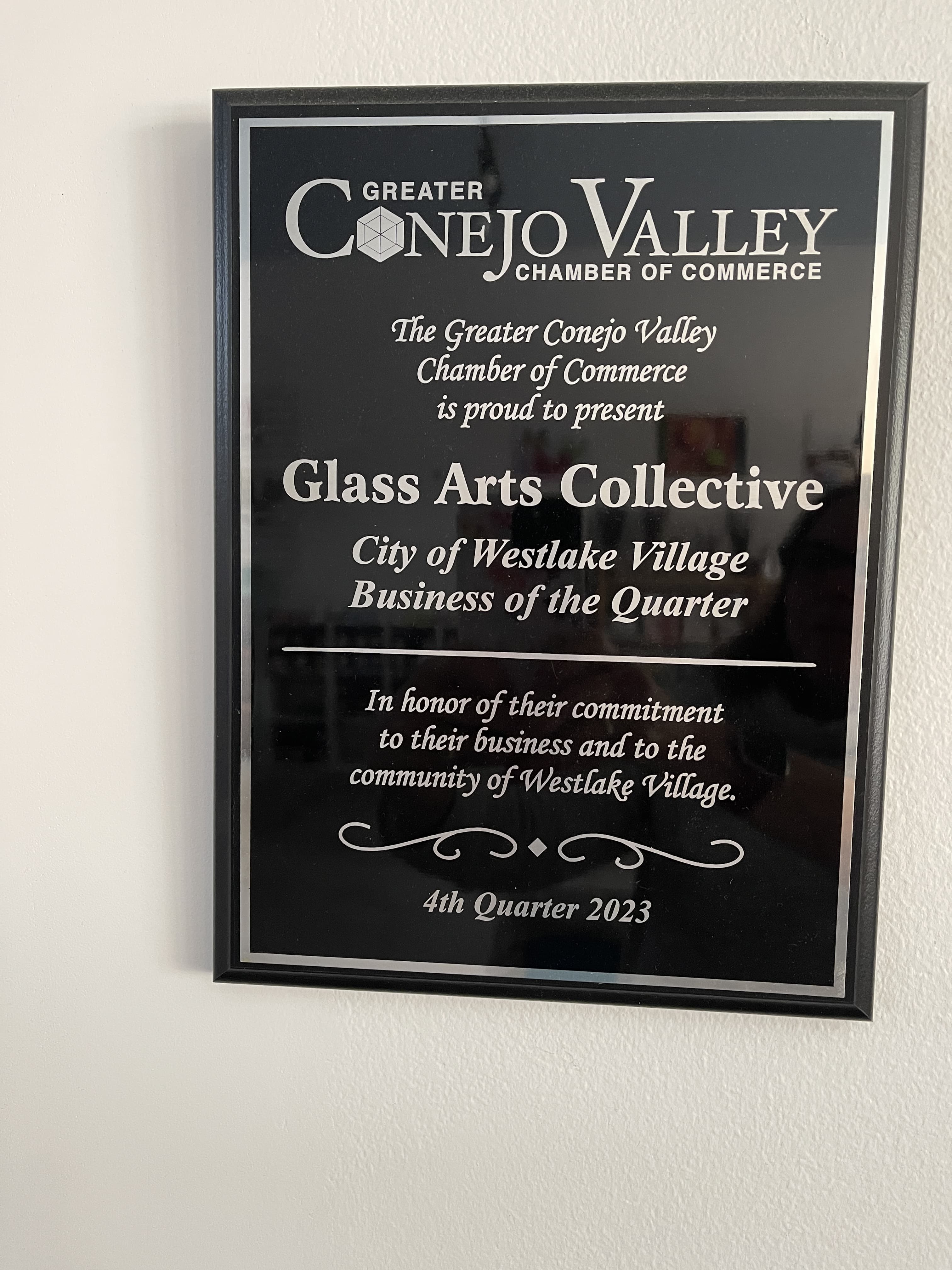 Westlake Village Glass Award Plaque